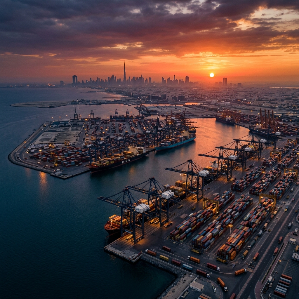 Dubai port aerial view