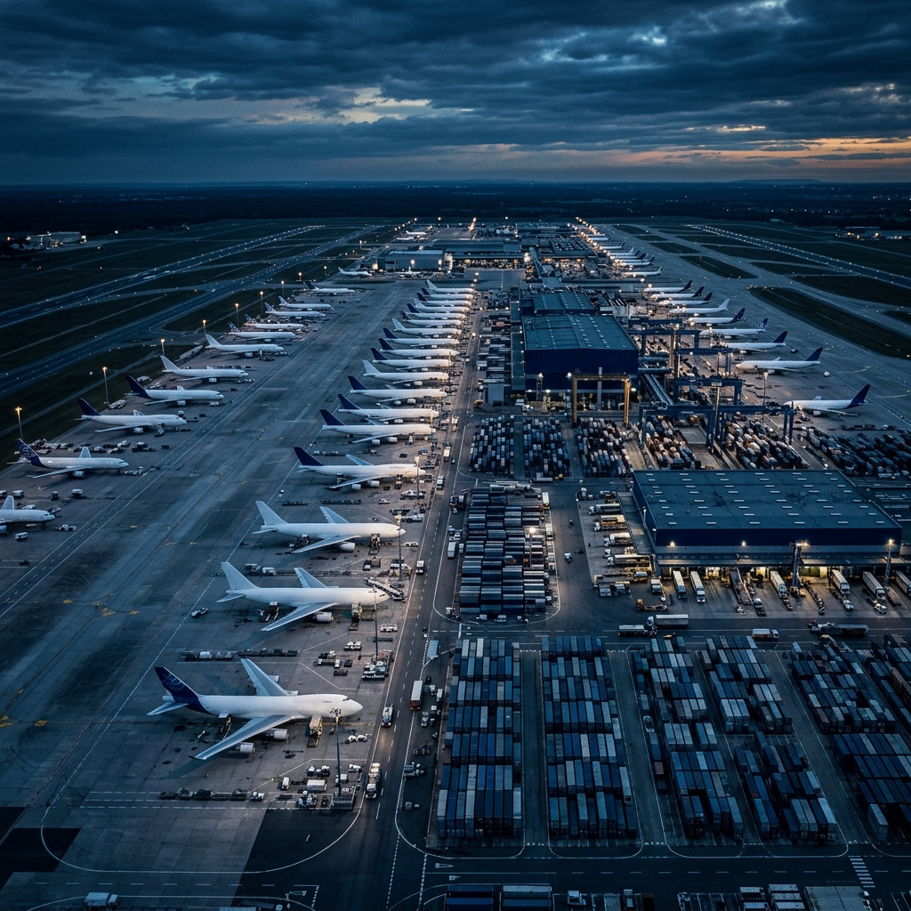 Cargo airport aerial view